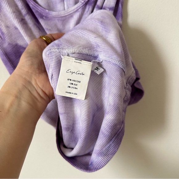 Enza Costa Rib Scoop Neck Tie Dye Lavender Tank Top Size S - Picture 5 of 8